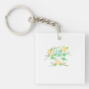 Yellow and Blue Flowers  Key Ring