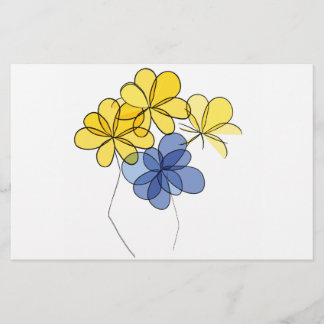 Yellow and blue flowers stationery