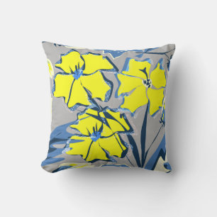 Yellow and blue flowers with sparkles. cushion