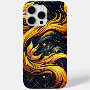 Yellow and Blue Flowing Fire Ice Geometric Pattern iPhone 15 Pro Max Case
