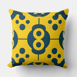 Yellow and Blue Geometric Pattern Cushion