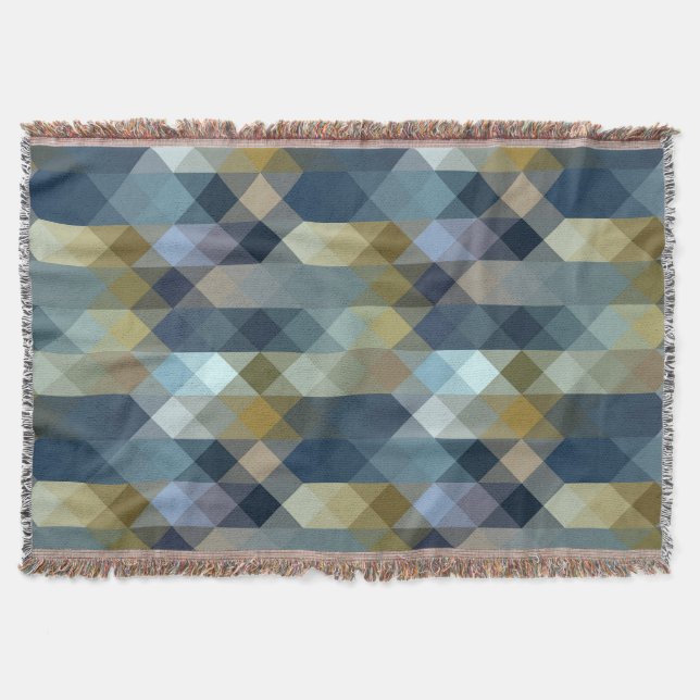 yellow and blue geometric throw blanket (Front)