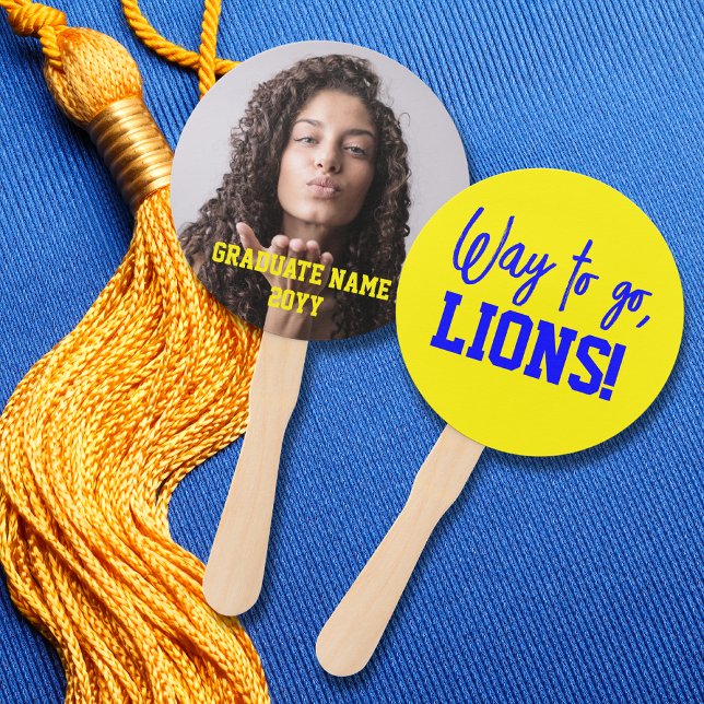Yellow and Blue Graduation Ceremony Hand Fan (Creator Uploaded)