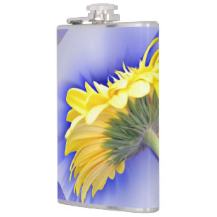 Yellow and blue hip flask