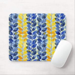 Yellow and Blue Leaves Mouse Mat