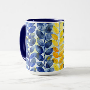 Yellow and Blue Leaves Mug
