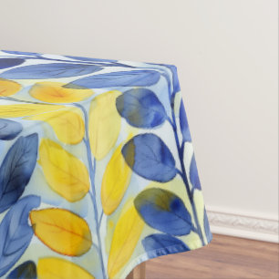 Yellow and Blue Leaves Tablecloth