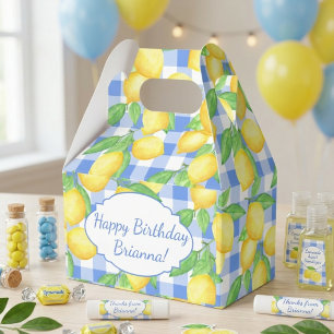 Yellow and Blue Lemon Gingham Custom Favour Box