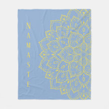 Yellow and Blue Mandala Fleece Blanket