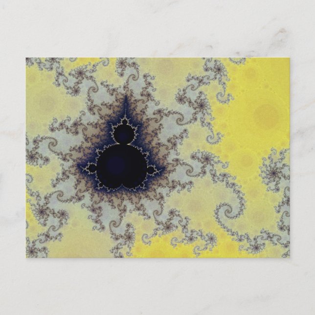 Yellow and Blue Mandelbrot Fractal Postcard (Front)