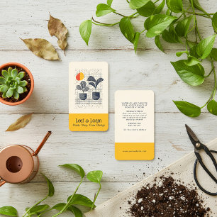 Yellow and Blue Modern Abstract Plant Business Card