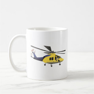 Yellow and Blue Modern Helicopter Coffee Mug