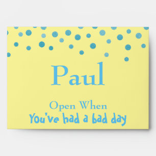 Yellow and Blue Open when You've had a bad day Envelopes