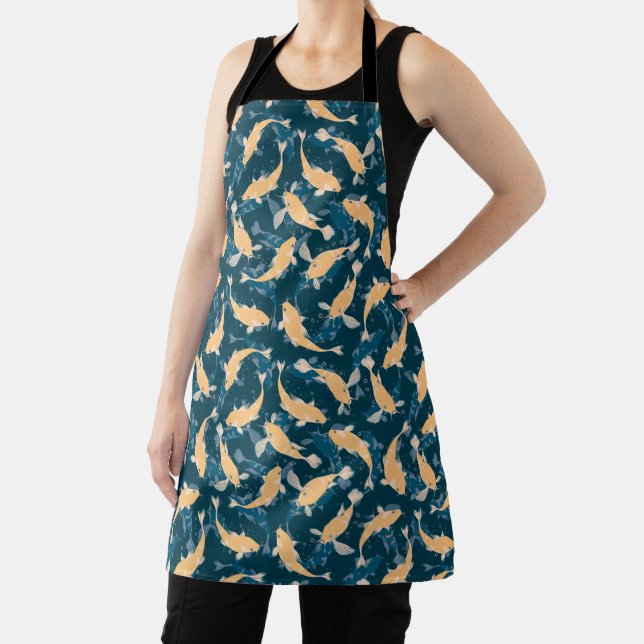 Yellow and Blue Pattern - Koi Fish Apron (Insitu)