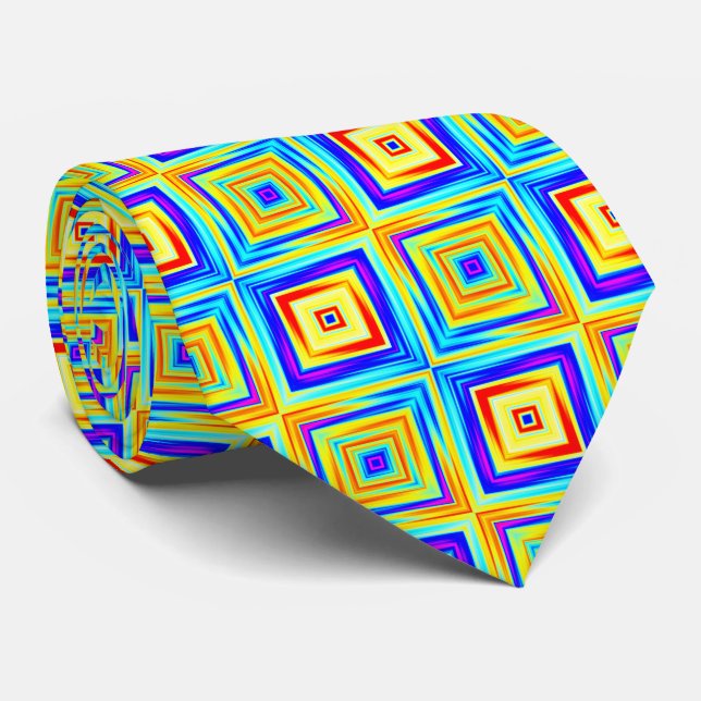 Yellow and Blue Pattern Tie (Rolled)