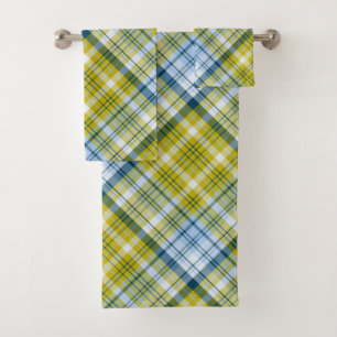 Yellow And Blue Plaid  Bath Towel Set