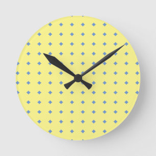 yellow and blue, pretty country pattern round clock