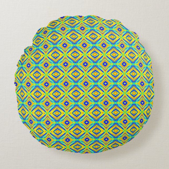 Yellow and Blue Round Cushion (Front)