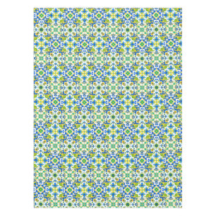 Yellow and Blue Spanish Tiles Tablecloth