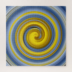 Yellow and blue spiral jigsaw puzzle