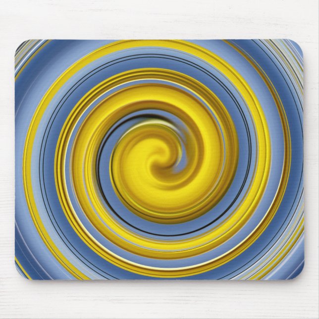 Yellow and blue spiral mouse mat (Front)