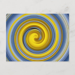 Yellow and blue spiral postcard
