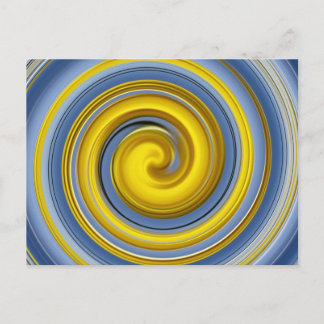 Yellow and blue spiral postcard
