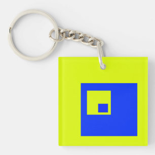 Yellow and blue squares key ring
