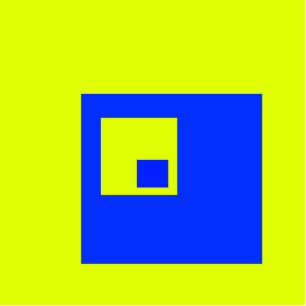 Yellow and blue squares standing photo sculpture