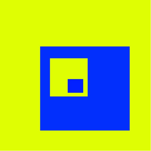 Yellow and blue squares standing photo sculpture (Front)