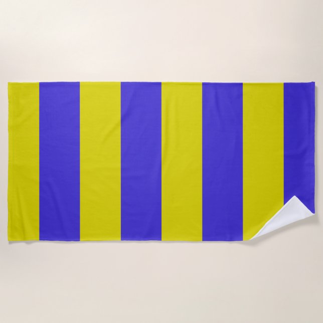 Yellow and Blue Striped Beach Towel (Front)