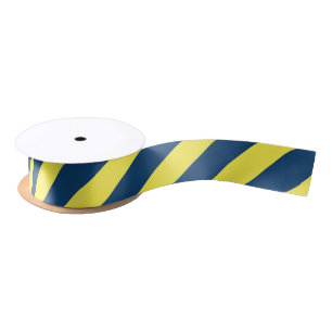 Yellow And Blue Striped Pattern Satin Ribbon