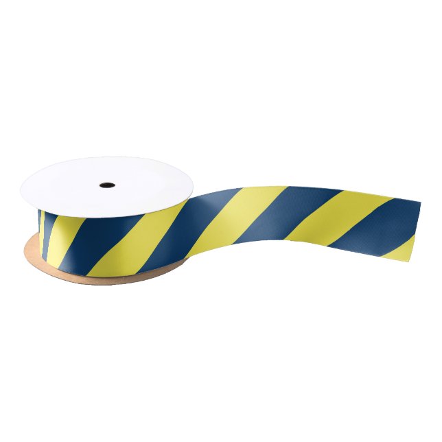Yellow And Blue Striped Pattern Satin Ribbon (Spool)