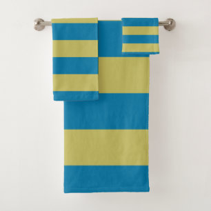 yellow and Blue Stripes Bath Towel Set