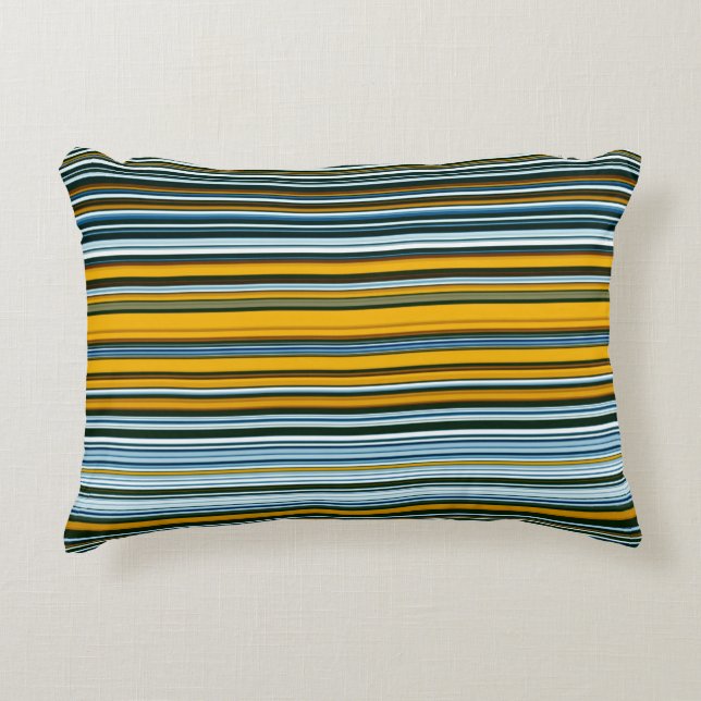 Yellow and Blue Stripes Decorative Cushion (Front)