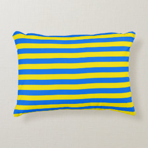 Yellow and Blue Stripes Decorative Cushion