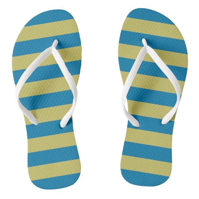 yellow and Blue Stripes Flip Flops (Footbed)