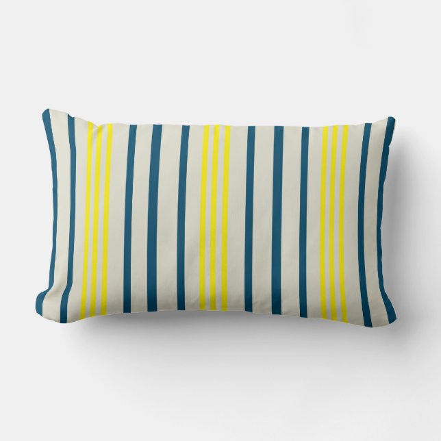 Yellow and Blue Stripes  Lumbar Cushion (Front)