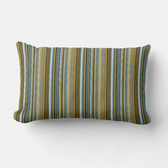 Yellow and Blue Stripes Lumbar Cushion (Front)
