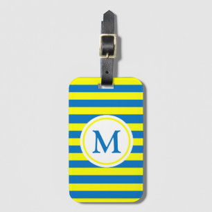 Yellow and Blue Stripes Monogram Luggage Tag