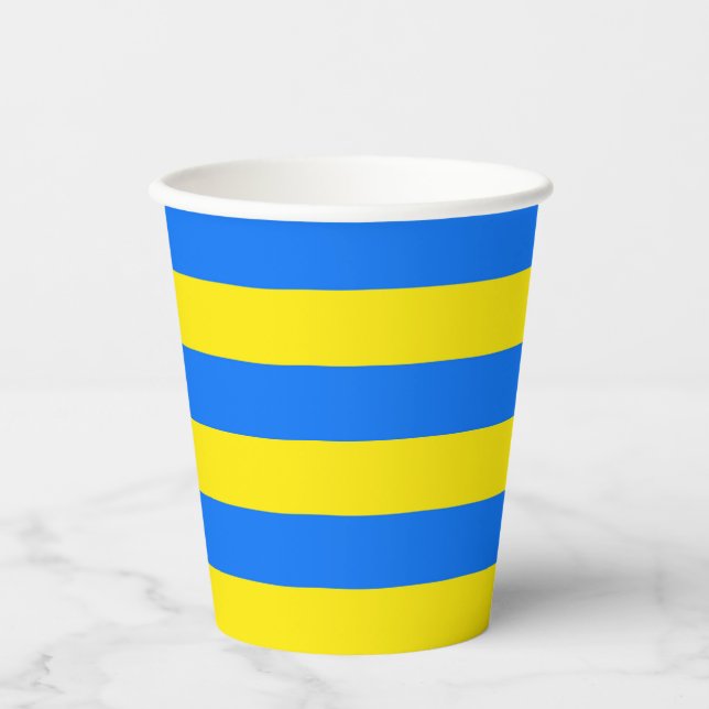 Yellow and Blue Stripes Paper Cups (Front)