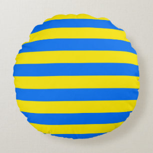 Yellow and Blue Stripes Round Cushion