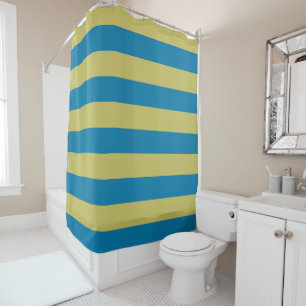 yellow and Blue Stripes Shower Curtain