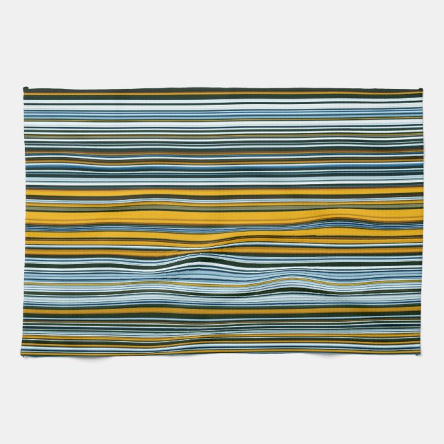 Yellow and Blue Stripes Tea Towel (Horizontal)