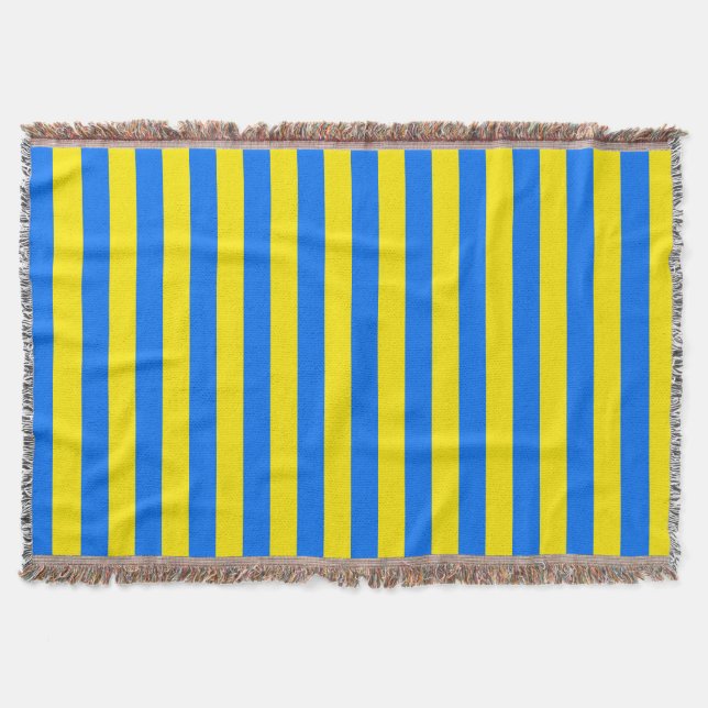 Yellow and Blue Stripes Throw Blanket (Front)
