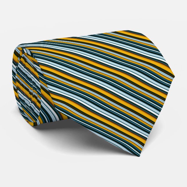 Yellow and Blue Stripes Tie (Rolled)
