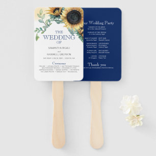 Yellow and Blue Sunflower Wedding Hand Fan