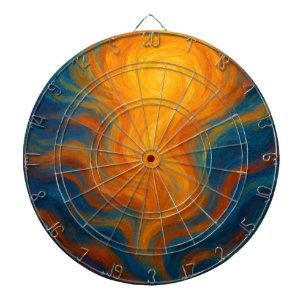 yellow and blue swirl sun energy abstract dartboard