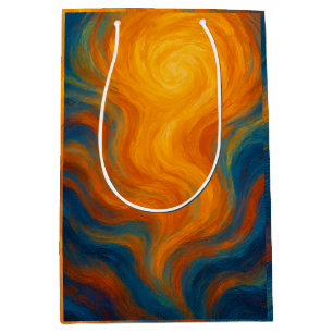 yellow and blue swirl sun energy abstract medium gift bag