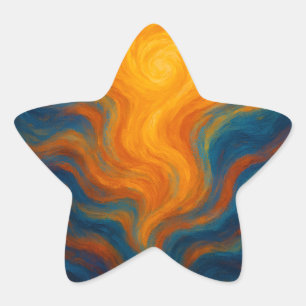 yellow and blue swirl sun energy abstract star sticker
